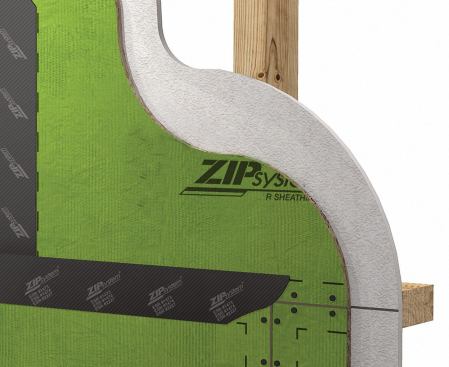 Zip Up ZIP System R Sheathing is the first ever five-in-one sheathing with a foam insulation layer attached, the manufacturer says. The product—designed to help builders meet energy codes—features a ½- or 1-inch sheet of continuous polyisocyanurate foam bonded to an OSB panel, and a water-resistive barrier that replaces housewrap and felt. A high-performance tape covers the seams. Huber Engineered Wood. 800-933-9220. www.zipsystem.com.