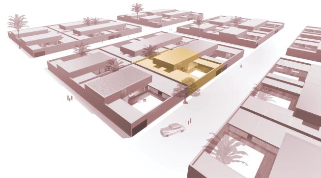 Living spaces, divided into separate zones for men and for women, cluster around a walled central courtyard.