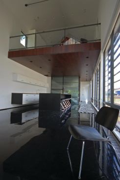 Studio 804 designed the Sustainable Residence with a pitched roof so that it could fit a second level above the kitchen and garage.