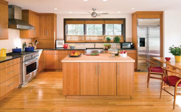 The large, open kitchen, the central hub of the home, reflects the project’s focus on modern but warm interior design. The family-friendly space offers sustainable touches: locally manufactured concrete countertops and GE Energy Star appliances. 800.626.2005. www.geappliances.com.