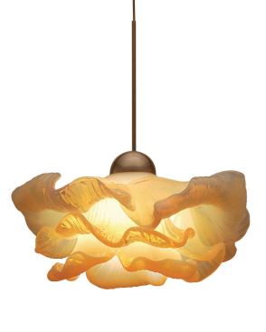 Much more than your standard LED pendant, the Brittany offers a floral feast for the eyes in layers of Italian opaline glass. W.A.C. Lighting. 800-526-2588. 
www.waclighting.com. 