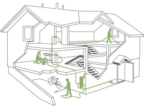 Central vacuum systems are driven by a central power unit that holds the motor and is mounted in an out-of-the-way location such as the garage or utility room. PVC tubing is plumbed through floor joists, attics, or walls to connect valves placed strategically throughout the house. Cleaning tools range from carpet brushes and crevice tools to more exotic attachments.