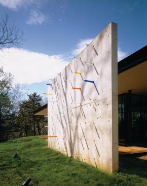 Movable acrylic rods offer an interactive arrival point at the front door. 