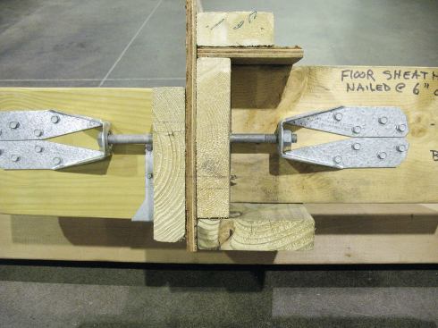 The simplest scenario you’ll run across is where the house and deck joists are parallel and inline and the interior ceiling is open or easily accessible. Although you’ll have to work both inside and outside the house, you should be able to install a pair of brackets in about one hour.