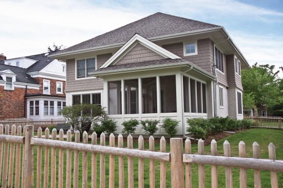 After being condemned, a Tudor style house that was on the property was torn down, and the land was purchased by a couple intent on building a home that was both traditional looking and green. 