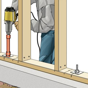 Tighten the Nuts Allow the epoxy to cure to full hardness (which is stronger than concrete). Then, torque down the nuts for a positive, secure attachment between framing and foundation.
