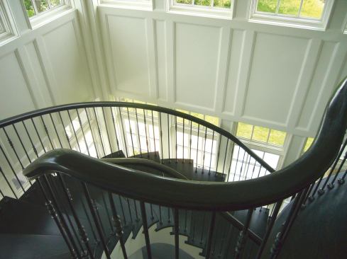 The handrails were fabricated on site.