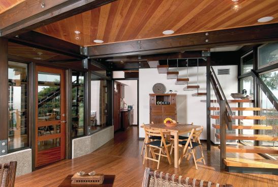 Architect Douglas Ewing also designed the casework, tables, benches, planters, and landscaping for the home.