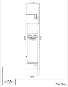 A smaller, humbler rowhouse that couldn't be salvaged stood in the original site. Brinkman pushed the setbacks but built according to zoning ordinances. 