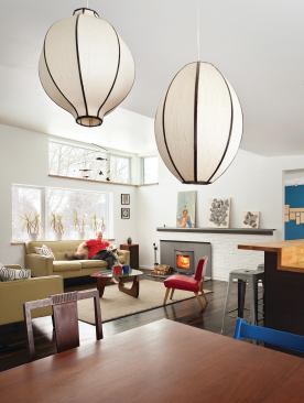 The home's heating system combines several high-performance components such as a Scan DSA 4 wood-burning fireplace insert that offers the lowest recorded emissions for a non-catalytic wood insert according to the company; a Triangle Tube Solo 110 condensing gas boiler that is 96 percent efficient; and a Zehnder ComfoAir 350 Ventilation System, which acts as an HRV system and has been certified at 92 percent efficient.