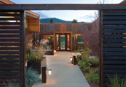 Sliding gates at the entrances close off the courtyard in the evenings or when the owners are away.