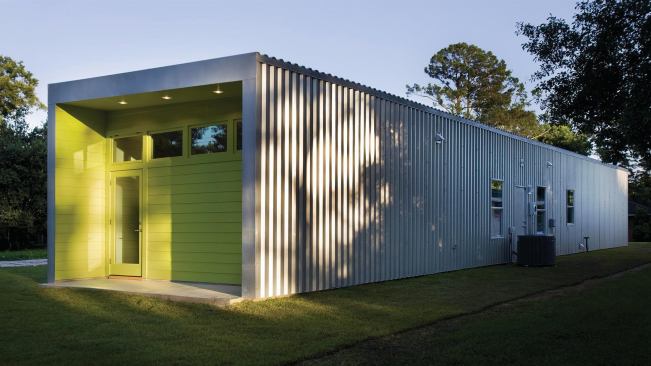 Metal and cement board cladding materials are durable and require little maintenance.