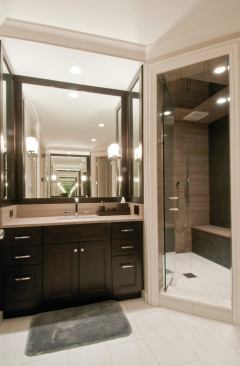 The luxurious master bath has modern appeal. 