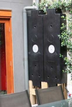 H2OG is a modular rainwater storage tank for use in tight spaces such as under decks, against houses, or within walls.