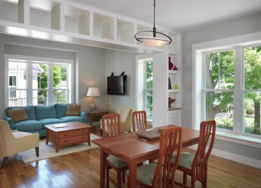 Large windows open the homes to southern light.