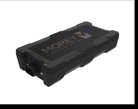 The MC-4+ telematics device features a IIP69K-sealed exterior and rechargeable backup battery.