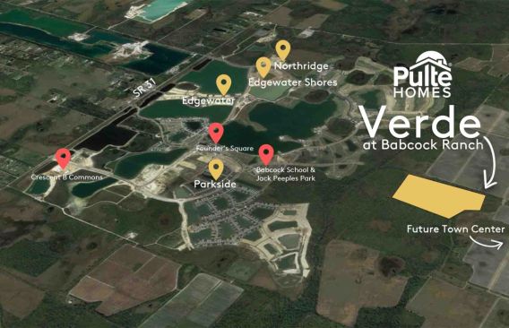 Verde is located along Curry Creek Trail south of Cypress Parkway, Babcock Ranch’s main road providing easy access to State Road 31.