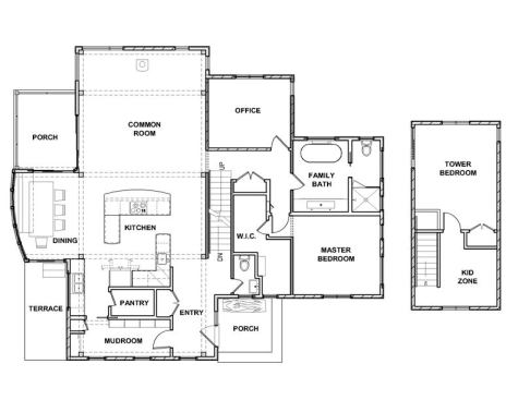 The house's main level floor plan.