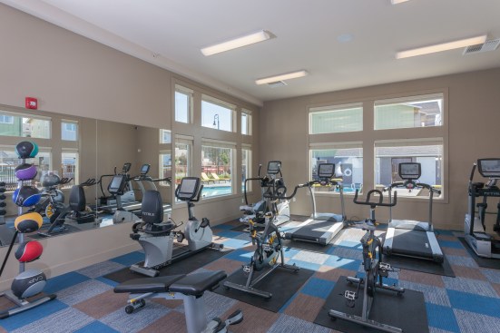A fitness center supplements the outdoor trails.