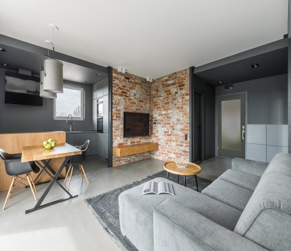 Utilizing bright-colors and door designs with clean straight lines and smooth finishes define the modern, industrial Urban trend.