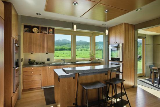 Interior, horizontal, kitchen, Villa di Famiglia Vita, Alta, Wyoming; Ward + Blake Architects

