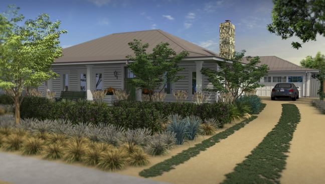 The Full Package. The retrofit's efficiency extends beyond its walls. The yard features dryscaping and rainwater catchment tanks that are under the driveway.