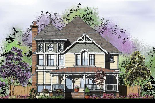 A rendering of the builder's Victorian-style home that's part of the Building America Challenge.