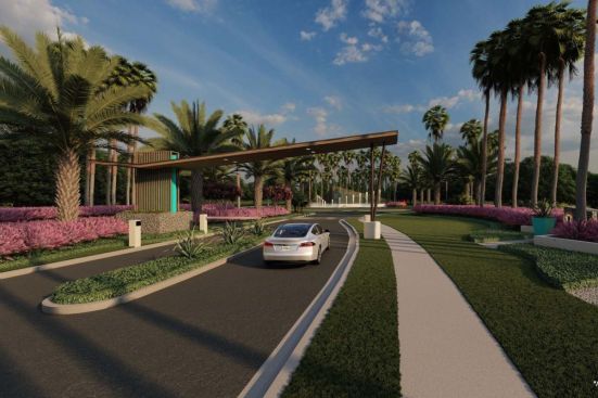 A rendering of 13th Floor Homes' The Woodlands entrance.