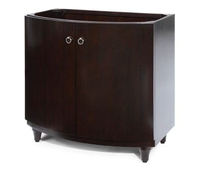 If you don’t have the money, the Capri vanity is a nice alternative to the pricier Kallista vanity. It’s made with a solid poplar frame that’s covered in a birch veneer and a dark espresso finish that gives it a high-end look. Measuring 36 inches wide, it also has “adjust-a-height” legs that can be easily removed to accommodate vessels or undermount lavatories. Xylem Group. 
www.xylem.biz.