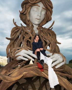 Carla Ferreira with "Umi" by artist Daniel Popper.