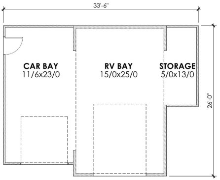 Garage plan with RV storage, floor plan. See more details at Houseplans.