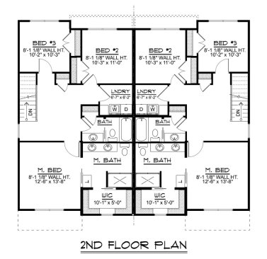 Contemporary duplex plan, upper floor plan. See more views at Houseplans.