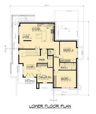 Modern house plan with walkout basement, lower level. See details at Houseplans.