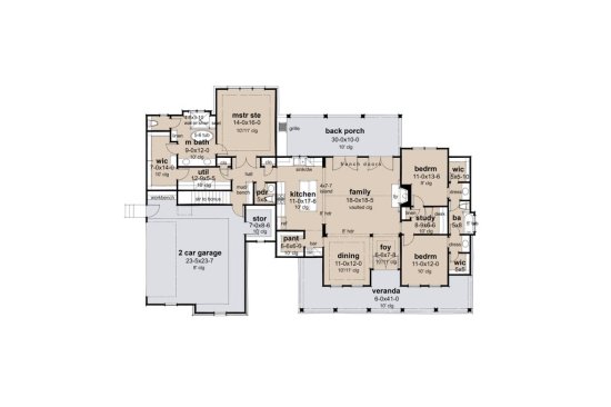 Country cottage house plan with porch, floor plan. See details at Houseplans.