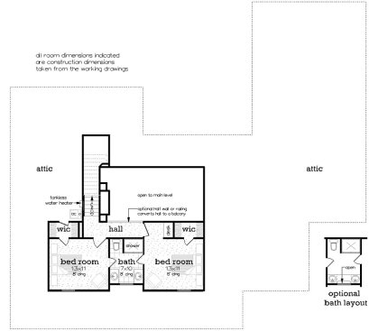 Multigenerational house plan, upper floor plan. See details at Houseplans.