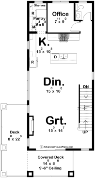 3 story farmhouse plan for a small lot, second floor plan. See more views at Houseplans.